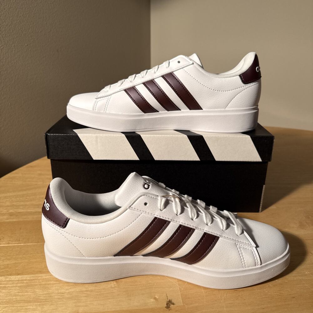 NIB adidas Womens Grand Court 2.0 Shoes Cloud White / Aurora Met Size 8.5 - Picture 4 of 11